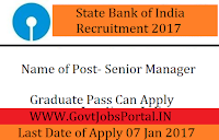 State Bank of India Recruitment 2017 for Senior Manager Post