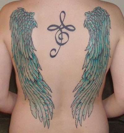 angel wing tattoos on back