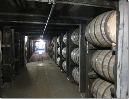 Aging bourbon in oak barrels