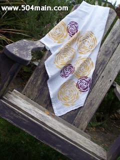 Stencilled kitchen towels by Holly Lefevre