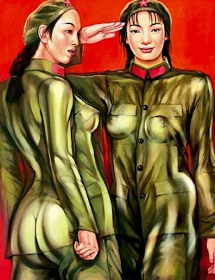 Beautiful Chinese Army Girls Paintings