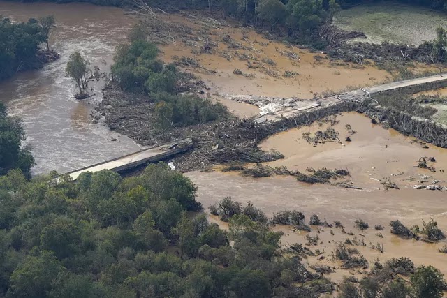Bridge damaged by Hurricane Helene