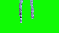 Icicles melting with a green background.