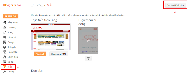 Hướng dẫn thay đổi template cho blogspot