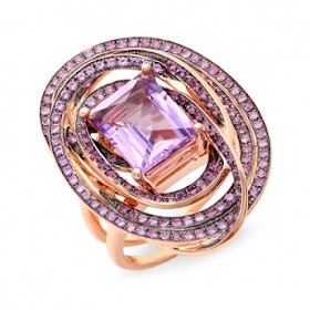 Image showing a spectacular ring featuring a centre cut amethyst surrounded by 172 pieces of amethyst in a pave cut