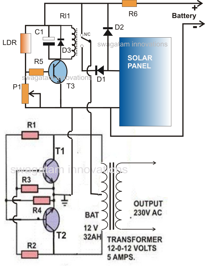 Solar Inverter/Charger Circuit for Science Project  