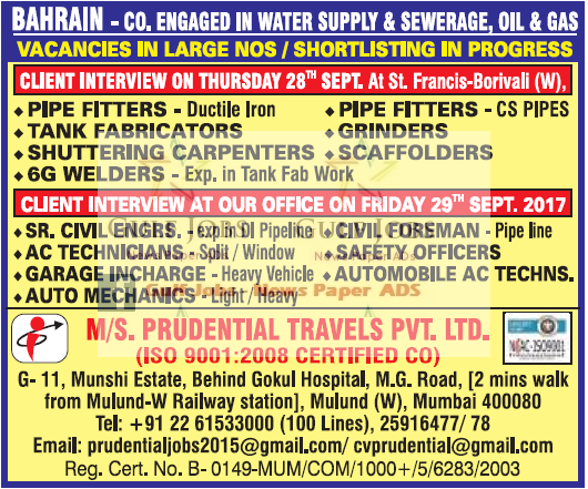 Oil & Gas Large Job Vacancies for Bahrain