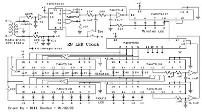 28 LED Clock Timer Circuit Diagram