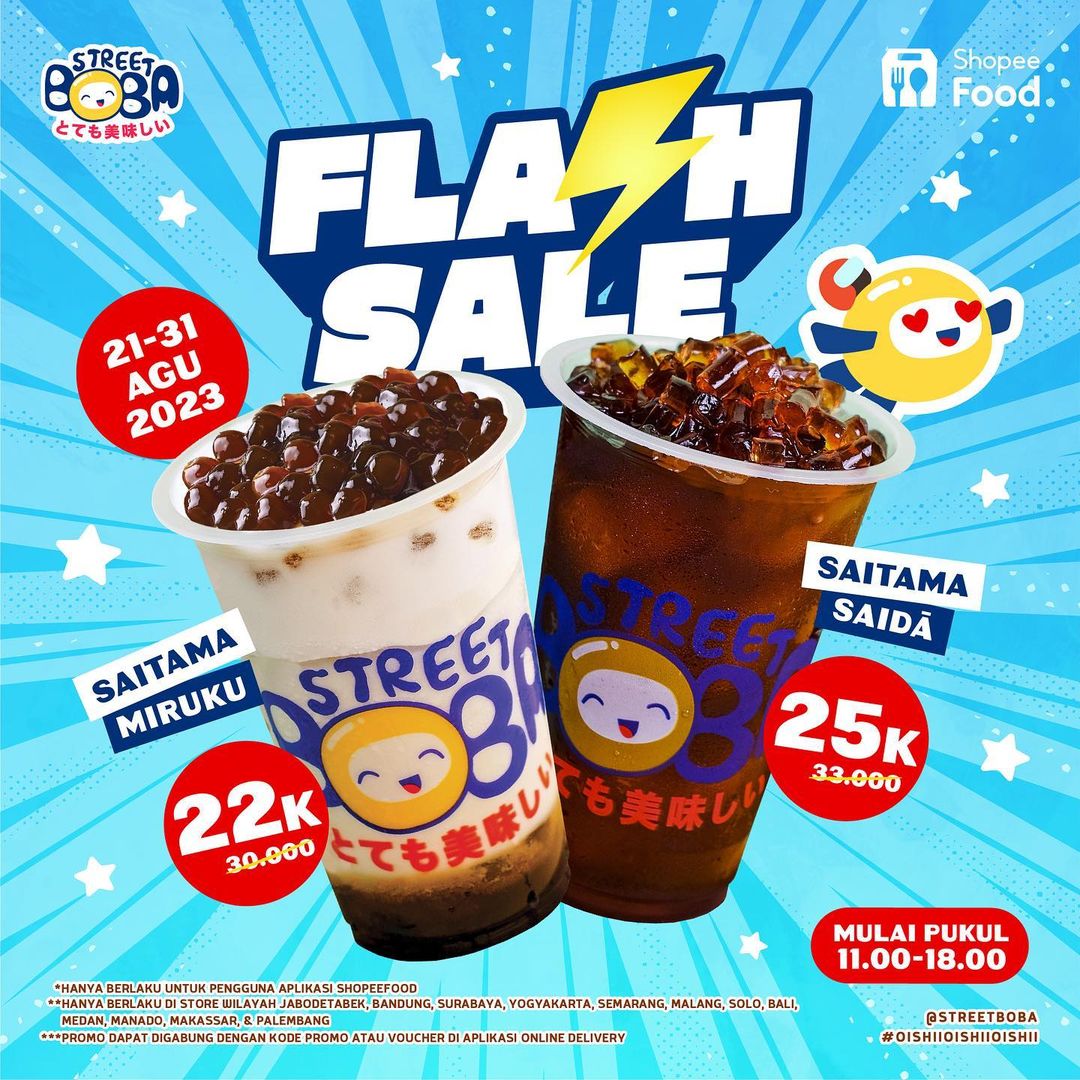 Promo STREET BOBA SHOPEEFOOD FLASH SALE | 21-31 Agustus 2023