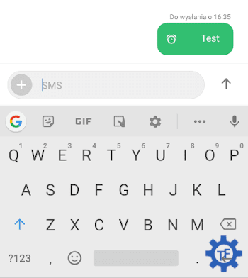 Zegar obok wiadomości SMS