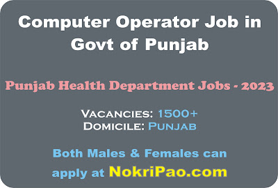 Punjab Government announced Computer Operators Jobs in Punjab