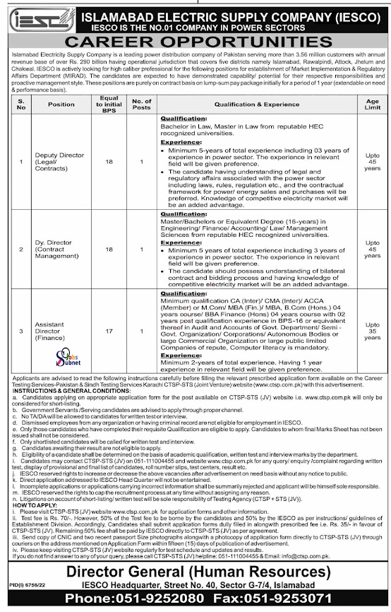 IESCO Jobs 2023 Islamabad Electric Supply Company Jobs 2023