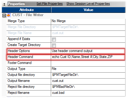 Informatica File Source Target Command Property