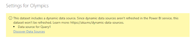 screenshot PowerBI.com Dynamic data source refresh error