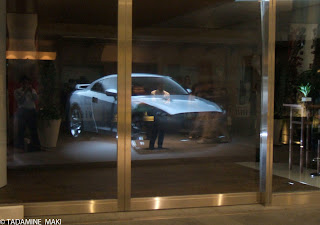 A virtual car in a showroom