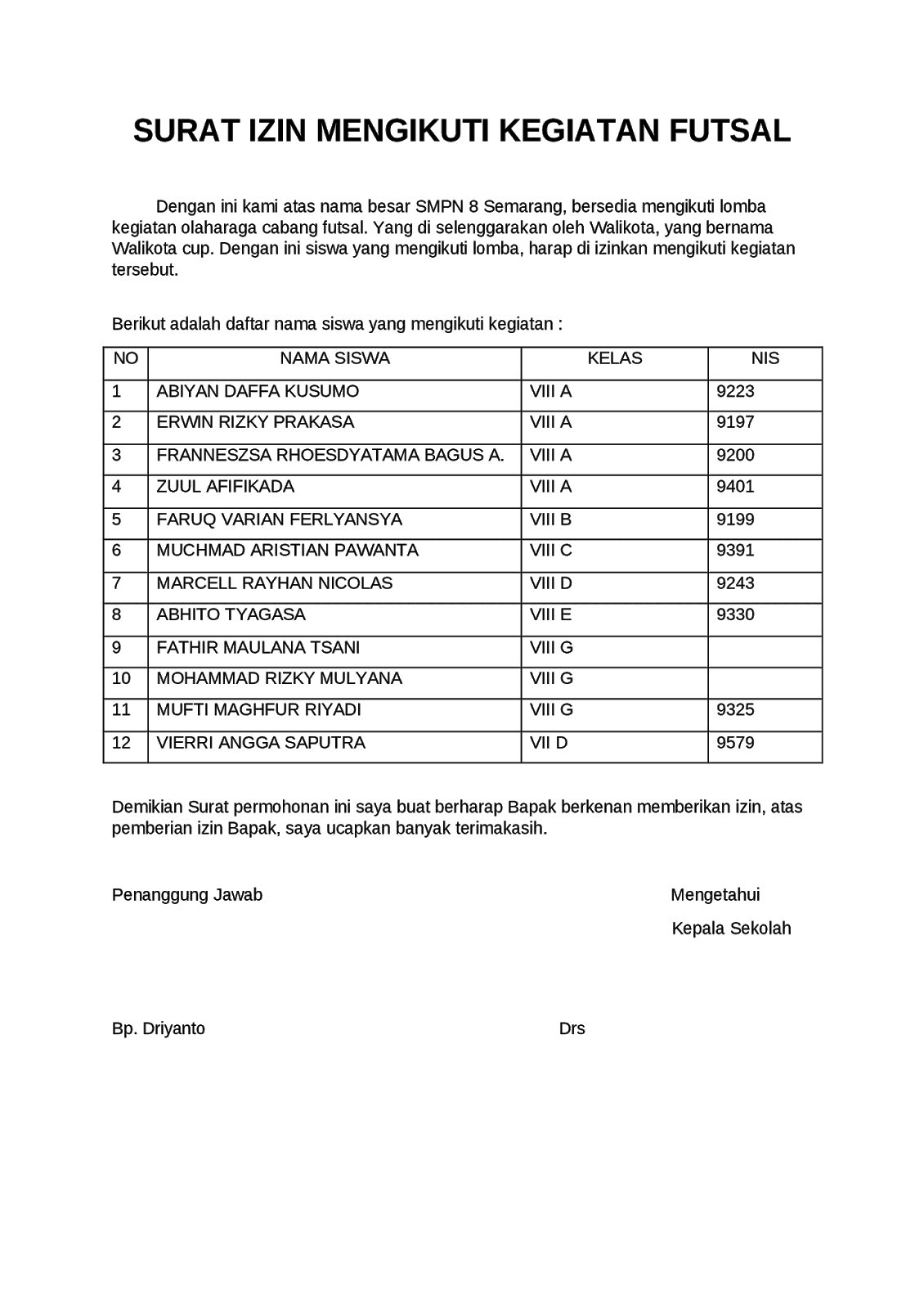 Contoh Surat Izin Tidak Masuk Sekolah  ContohSuratin.com