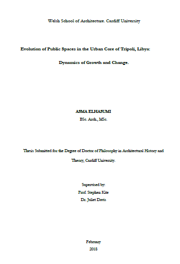 Evolution of Public Spaces in the Urban Core of Tripoli, Libya: Dynamics of Growth and Change