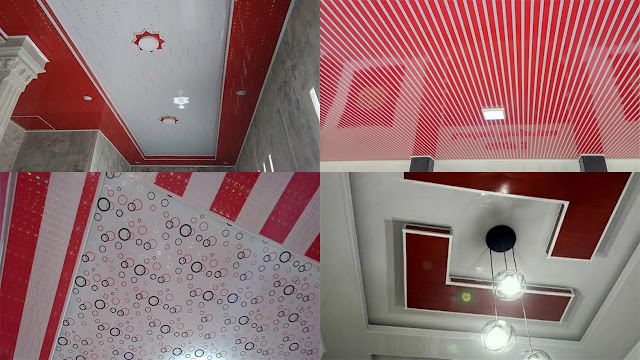 desain plafon pvc merah putih