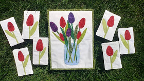 May Day tulip mini quilts with free motion applique
