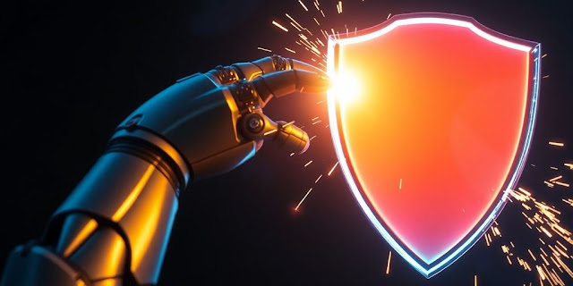 Digital shield deflecting robot arm.