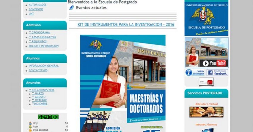 UNT: Escuela de Posgrado de la Universidad Nacional de Trujillo inicia proceso de admisión 2017 - www.unitru.edu.pe