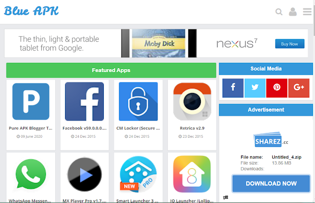 Blue APK play store blogger template