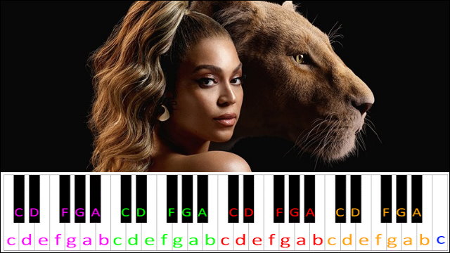 SPIRIT by Beyoncé (The Lion King) Piano / Keyboard Easy Letter Notes for Beginners