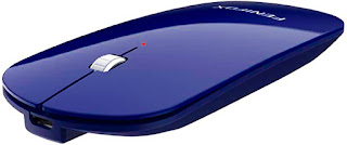 Bluetooth Mouse Slim, FENIFOX Whisper-Quiet Mini Flat Portable Mobile Mice Rechargeable Compatible with Laptop,PC,Android Windows Tablet (Deep Blue)