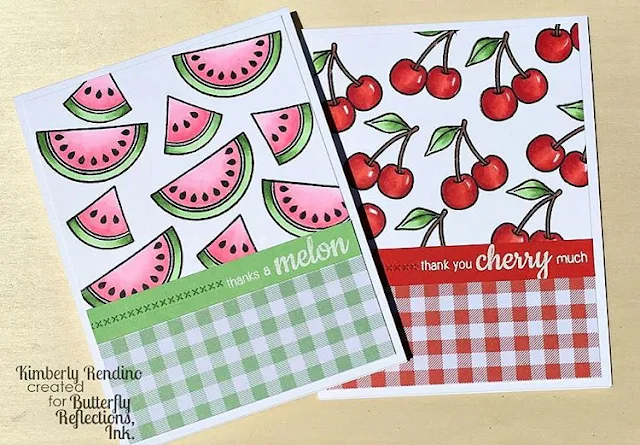 Sunny Studio Stamps: Fresh & Fruity Watermelon & Cherry Cards by Kimberly Rendino