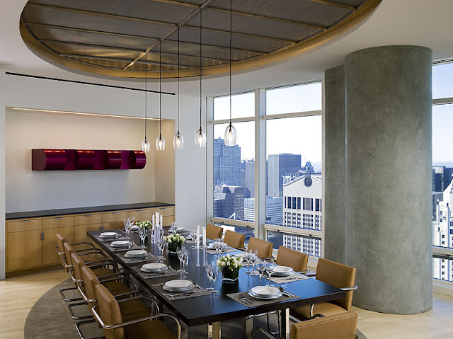Photo of dinning table in dinning room inside of Bloomberg Tower penthouse
