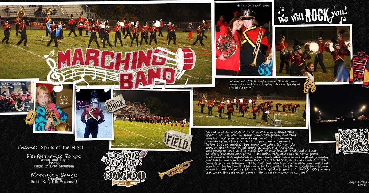 Six Girls to Scrap: Marching Band Page & Freebie Word Art & Tags!