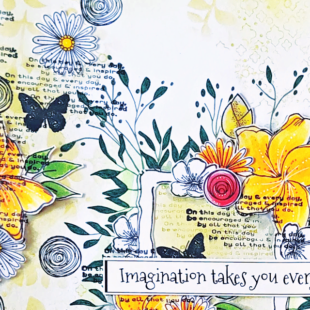 Art journal page using Shady Designs Blooming Marvellous & Floral Frames collections