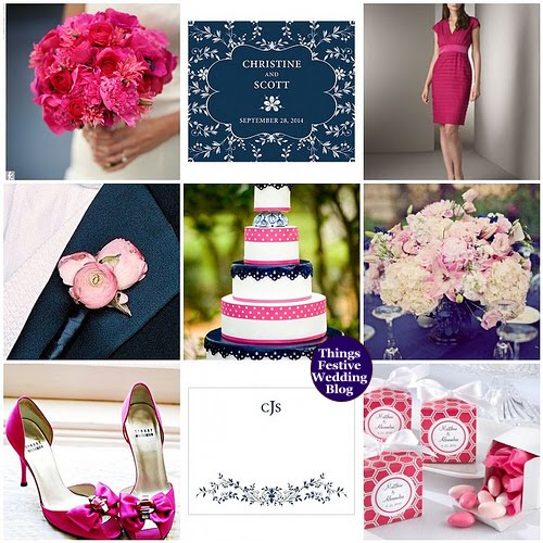 Navy Pink Fuchsia and White Wedding Theme with Forget Me Nots