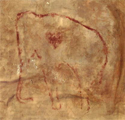 a heart was pictured in an elephant's picture, 25000 years ago, Cueva del Pindal in spain 