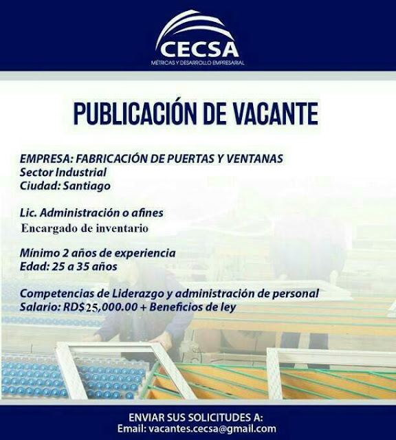 Empleo para Encargado de Inventario en Santiago