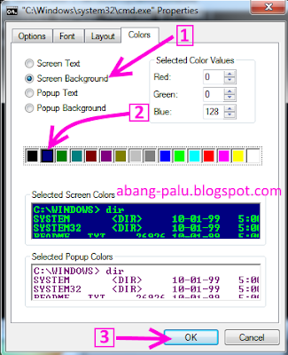 merubah background command prompt