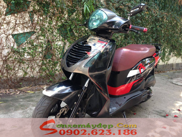 Sơn xe Honda PS150 tem đấu đỏ đen