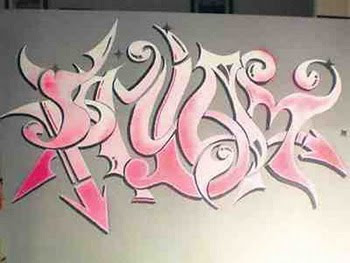 MAKING YOUR NAME GRAFFITI DESIGN STYLE COLLECTION, Name Graffiti In Hat, Coll Blue Brain, Exotic Name, Pink Name