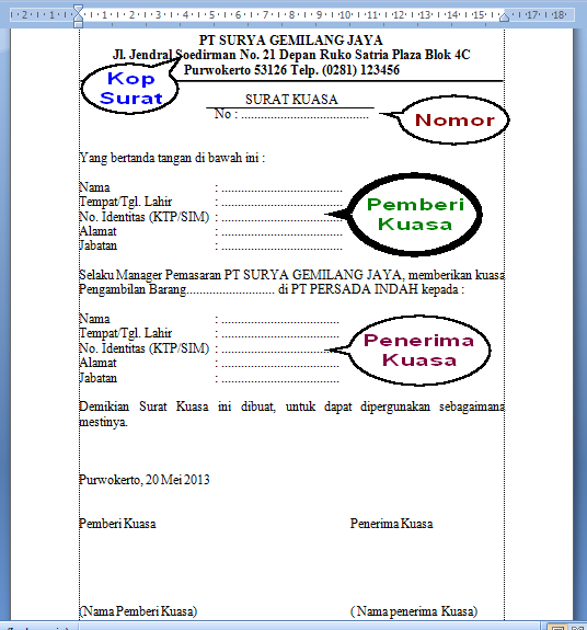 Contoh Surat Kuasa Instansi - Lowongan Kerja