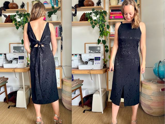 Diary of a Chain Stitcher: Papercut Patterns Axis Dress in Black Lichen Viscose Jacquard from The Fabric Store