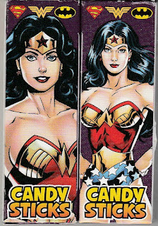 Front and back of Wonder Woman Boxes from DC Trinity Candysticks 2020