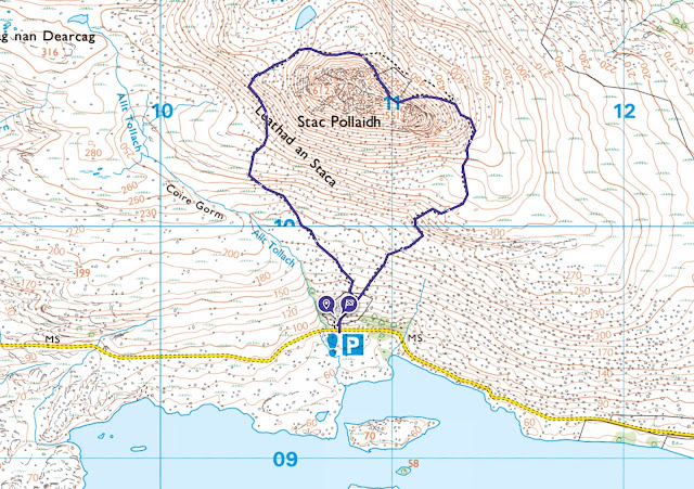 Stac Pollaidh walk map route Scotland best mountain views