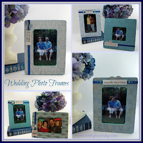 scrapbook paper, photo frames, bare wood frames