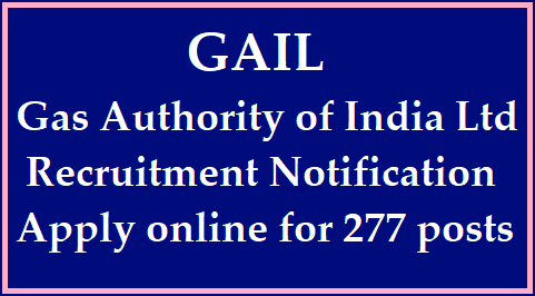 Gas Authority of India Ltd GAIL Recruitment Notification 2023 : Apply for 277 posts online