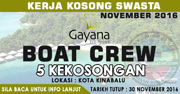 Kerja Kosong Sabah Boat Crew Anak Kapal Jawatan Kosong Terkini Negeri Sabah