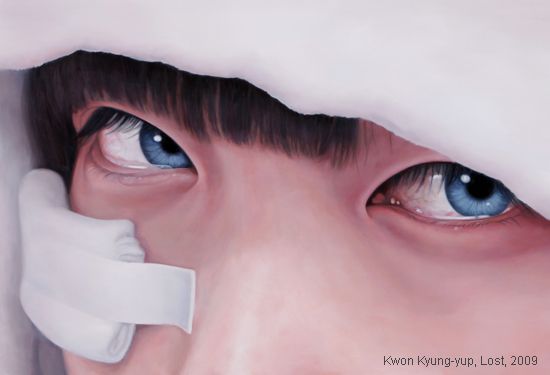 Kwon Kyung-yup pinturas mulheres frágeis machucadas bandagens curativos