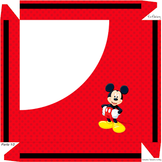 Mickey en Fondo Amarillo con Zigzags y Rojo con Lunares: Cajas para Imprimir Gratis.