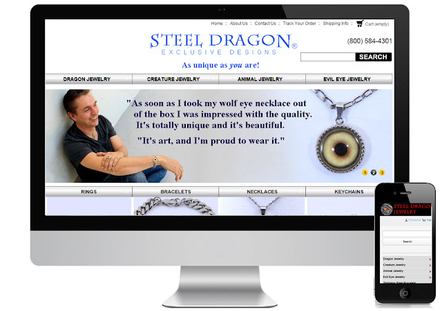 Complete custom  eCommerce solution for Steel Dragon Jewelry