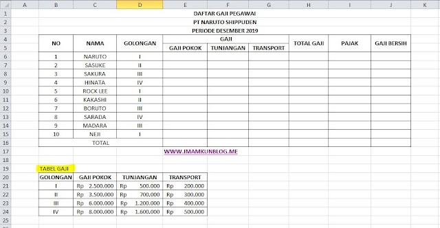 Cara Menghitung Gaji Bersih Karyawan Dengan Rumus Excel