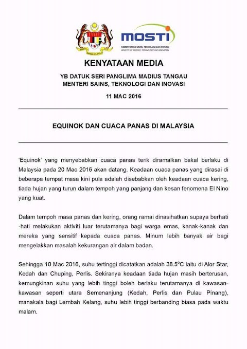 EQUINOK DAN CUACA PANAS DI MALAYSIA :-(